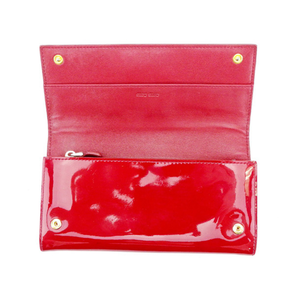 Miu Miu Long Wallet Ribbon Motif Red Enamel - image 5